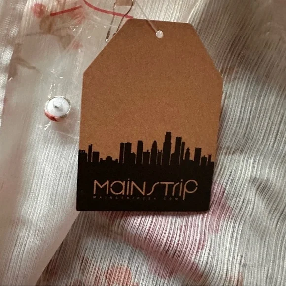 Mainstrip Amy Floral Print Dress Long Sleeve Holiday Mini White Medium No Belt - Picture 14 of 15